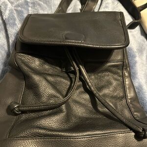 Black leather backpack